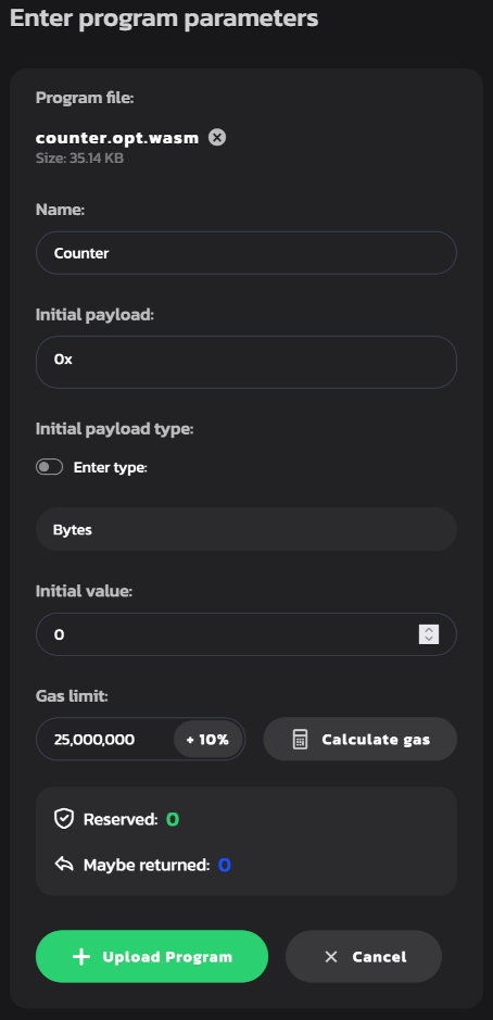 Upload program form